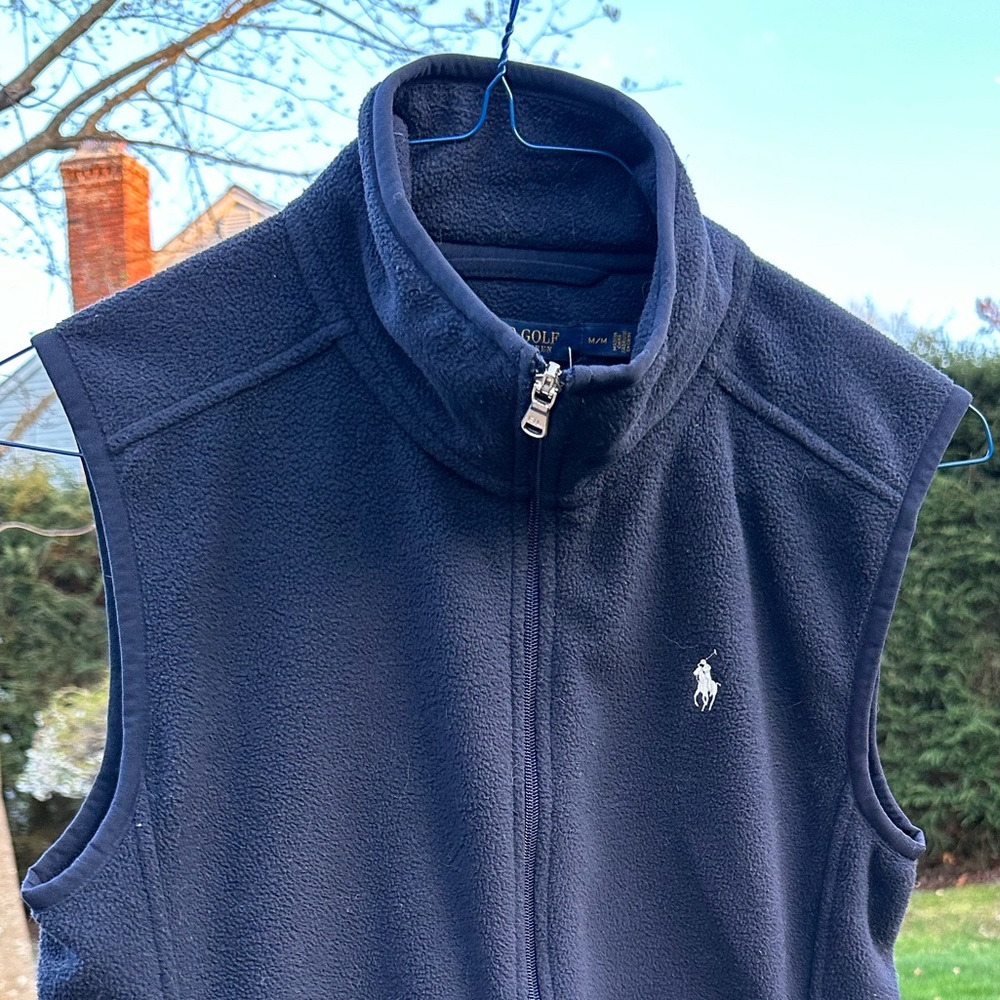 NWT Polo Golf Ralph Lauren navy blue fleece vest - Picture 11 of 13